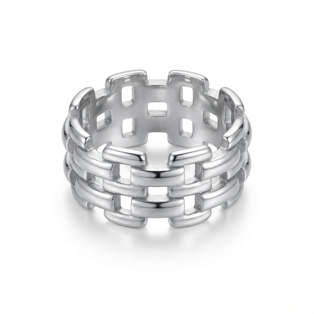 Brede Zilveren Schakelring