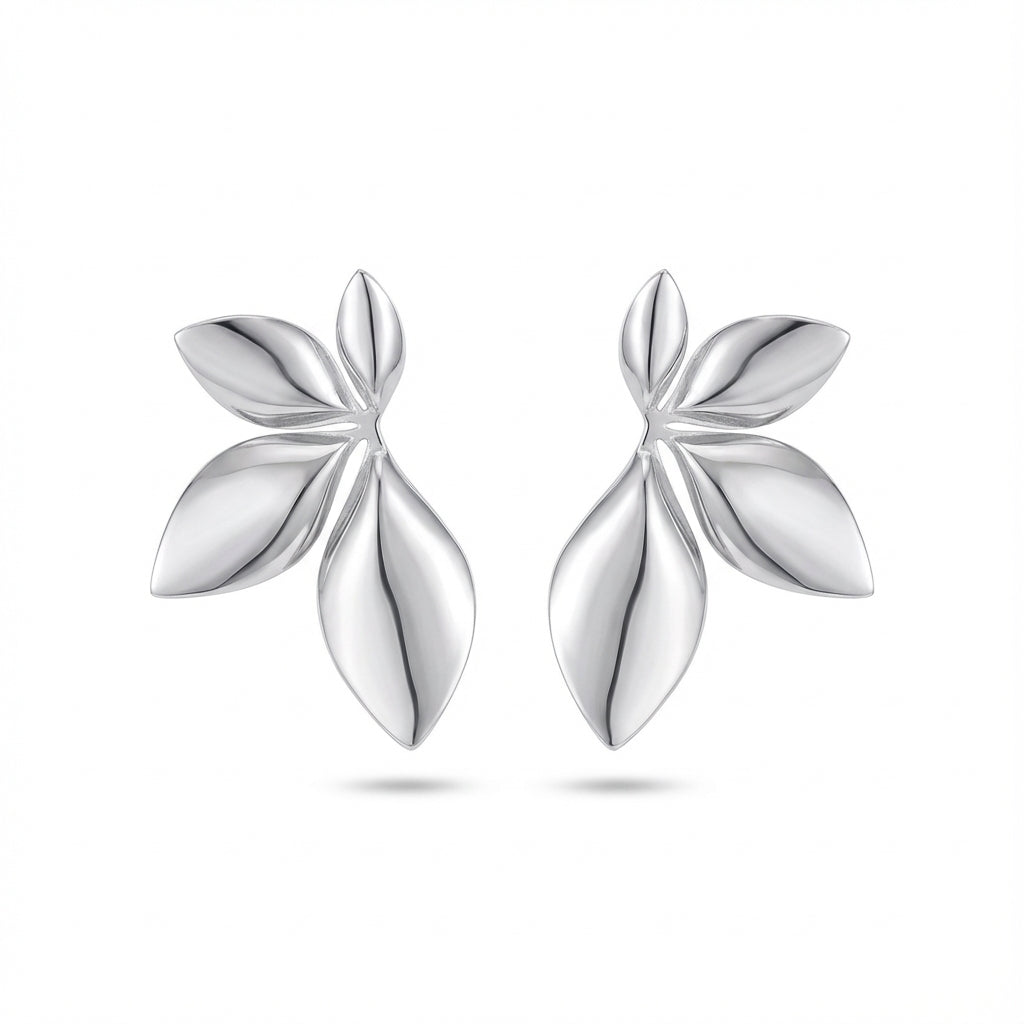 Zilveren Blad Oorbellen
