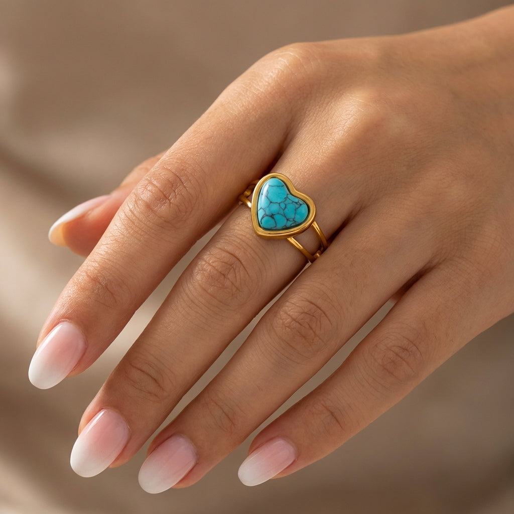 Hartvormige  Turquoise Ring