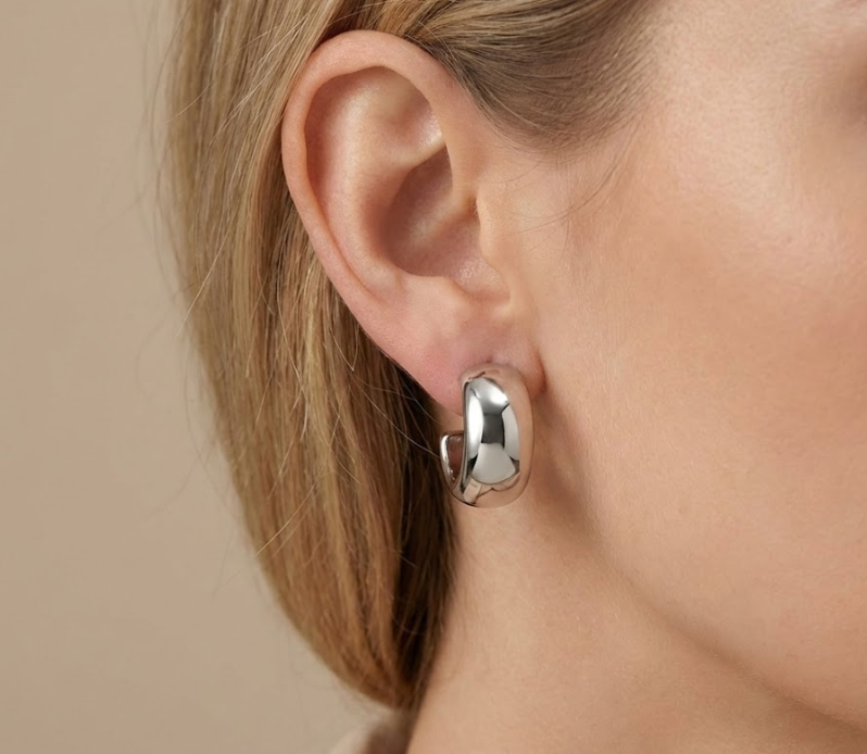 Zilveren Dome Oorbellen