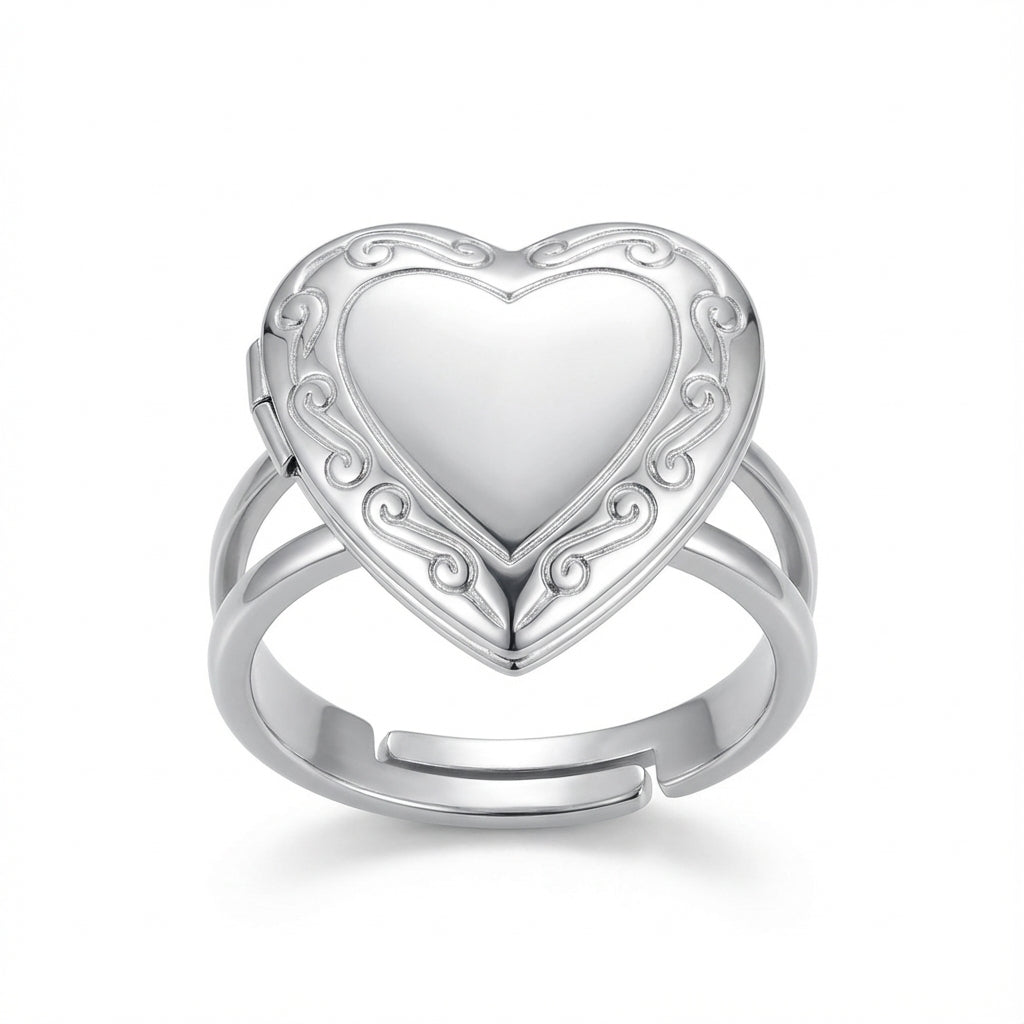 Hartvormige Zilveren Ring