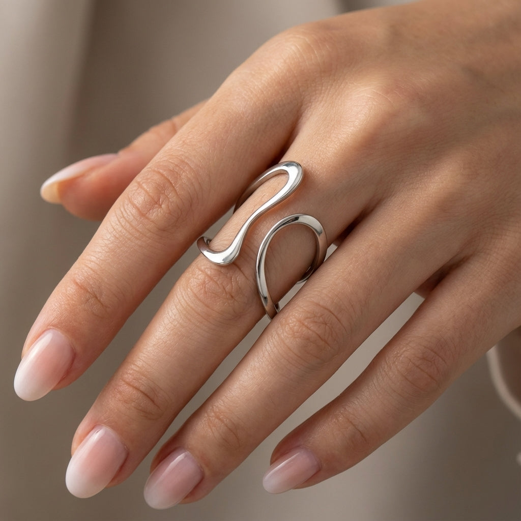 Abstracte Zilveren Ring